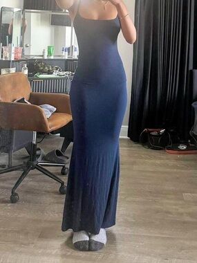 navy blue skims dress Skims Cotton Rib Long Tank Dress in Blue